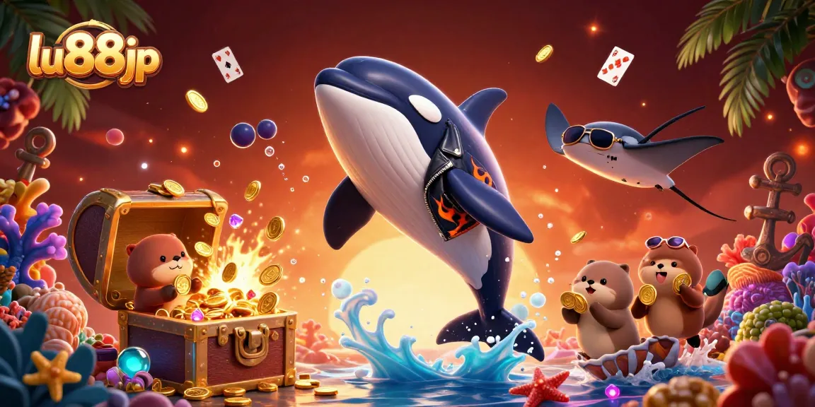 Play to win at lu88jp with animated sea creatures celebrating underwater treasures and casino fun.