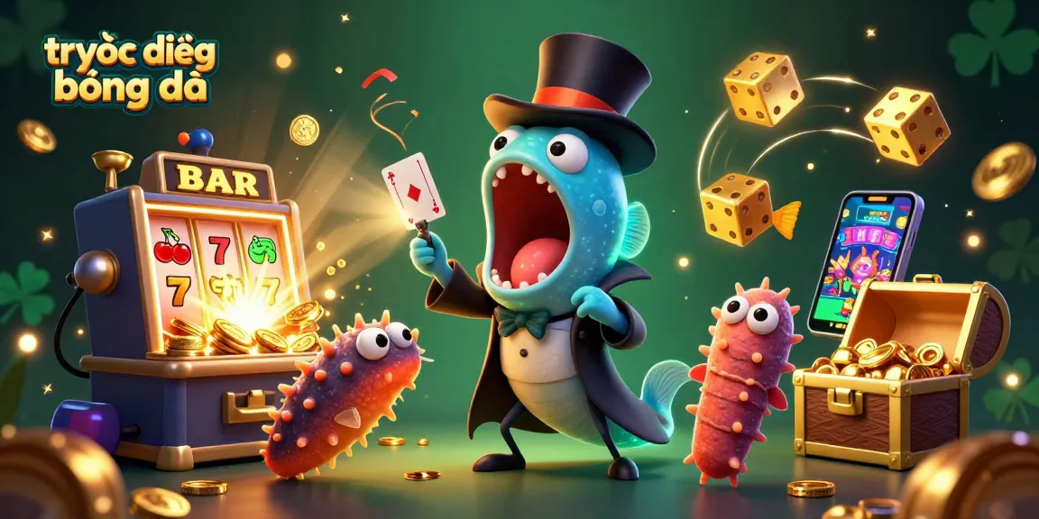 Experience the thrill of trực tiếp bóng đá with lively casino characters and gaming elements in an engaging illustration.