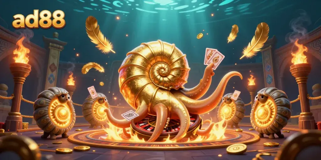 Engage in thrilling gaming strategies at ad88 with a vibrant 3D casino scene.