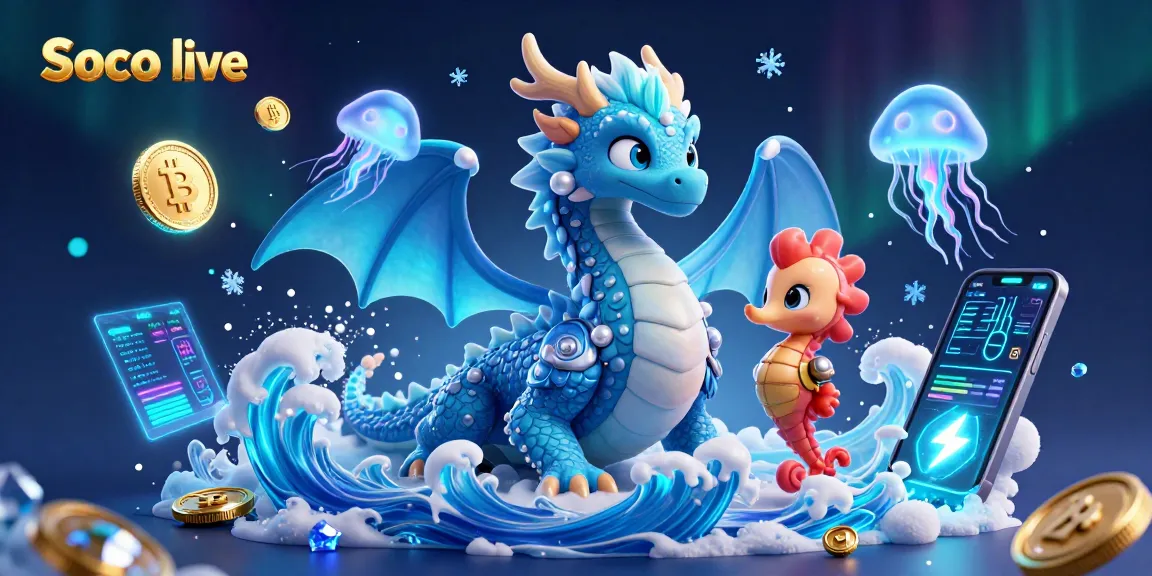 Experience Soco live with stunning visuals of underwater adventures and crypto elements in a captivating scene.