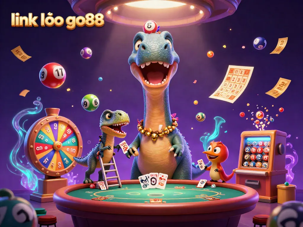Engaging scene illustrating playful elements of link vào go88 with vibrant colors and dynamic casino activities.