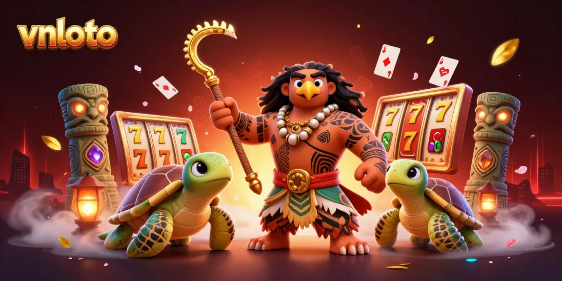 Experience the excitement of vnloto with a dynamic 3D scene of casino characters and elements.