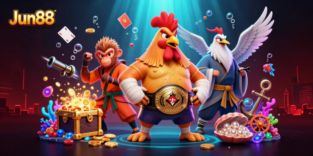 Trải nghiệm trò chơi cá cược Jun88 với gà chọi và nỗ lực chiến thắng hấp dẫn.