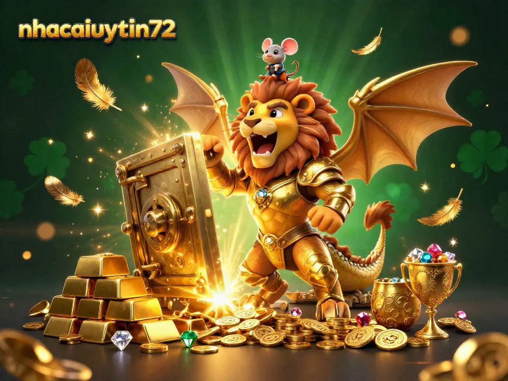 Engage with the thrilling world of nhacaiuytin72's online casino, featuring a roaring chimera and treasures.