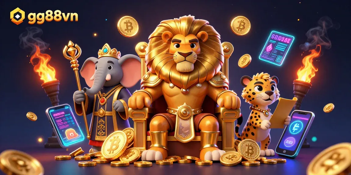 Engage with innovative gameplay at gg88vn, featuring a regal lion, wise elephant, and swift cheetah in a grand casino