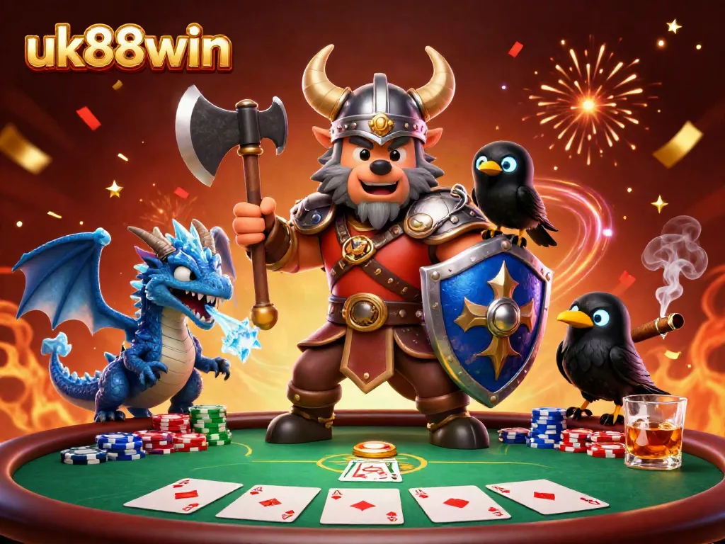 Experience the thrill of gaming at uk88win with vibrant characters and casino elements.