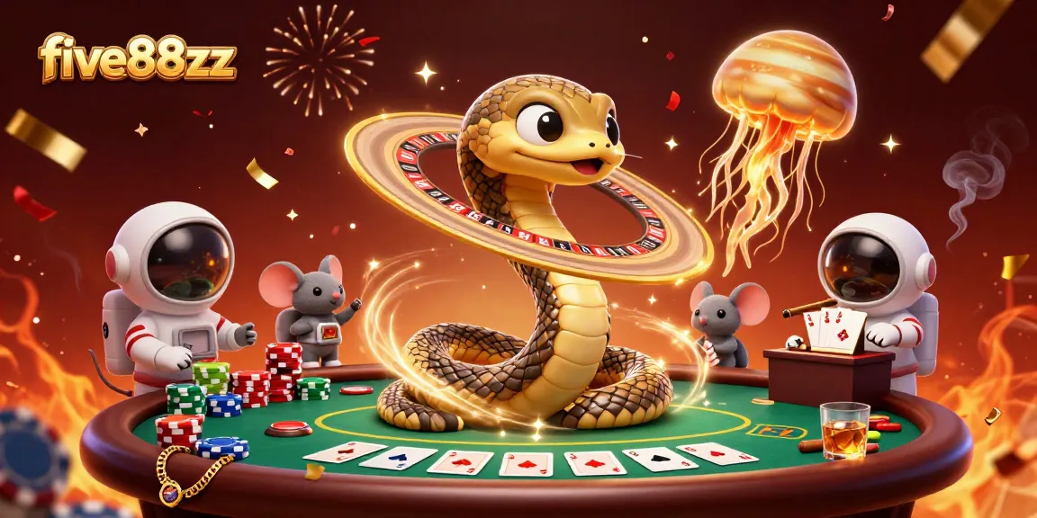 Bet with five88zz at the cosmic roulette wheel featuring playful astronaut mice and vibrant casino elements.