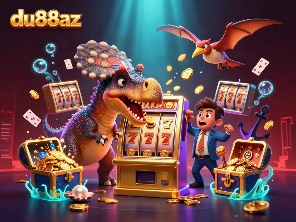 Experience the thrilling du88az jackpot as characters collide in a vibrant casino scene.
