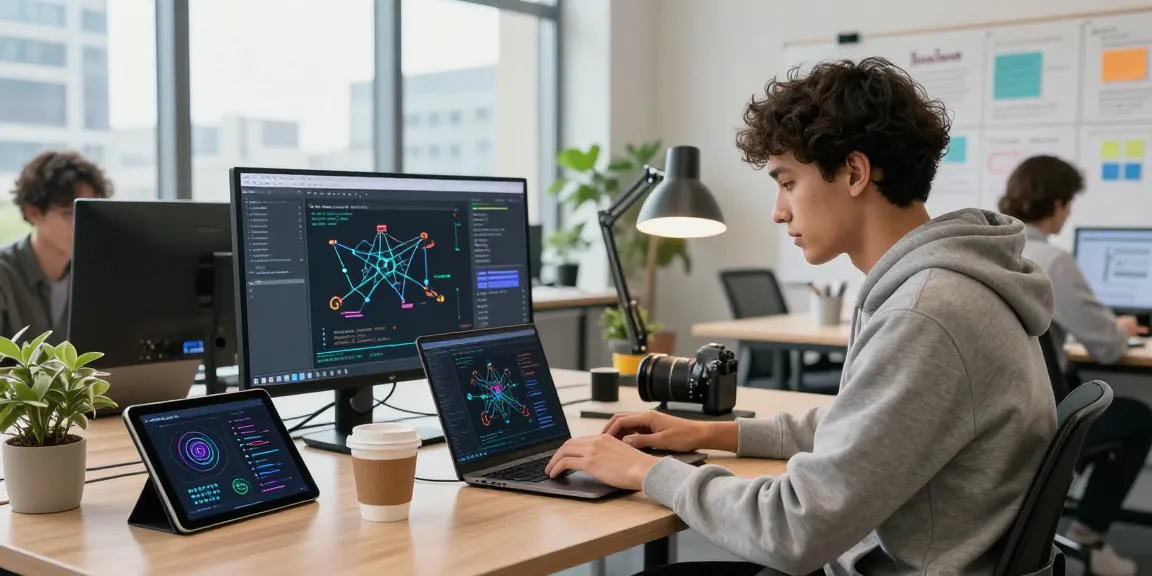 AI developer using crush ai tools in a modern workspace, showcasing innovation and collaboration.