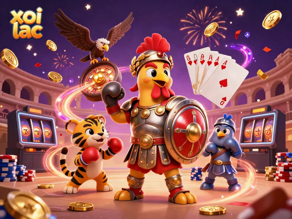 Experience thrilling moments in xoi lac with cartoon characters in a vibrant casino setting.