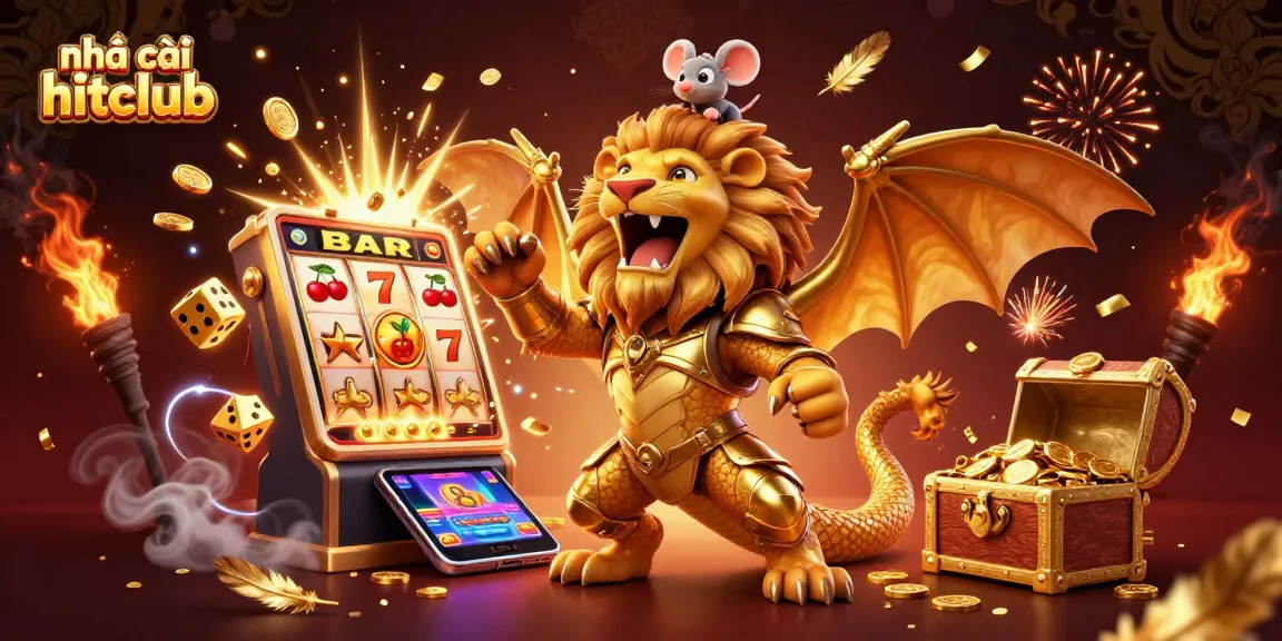Experience thrilling moments at nhà cái hitclub with a golden chimera and jackpot slot machine explosion.