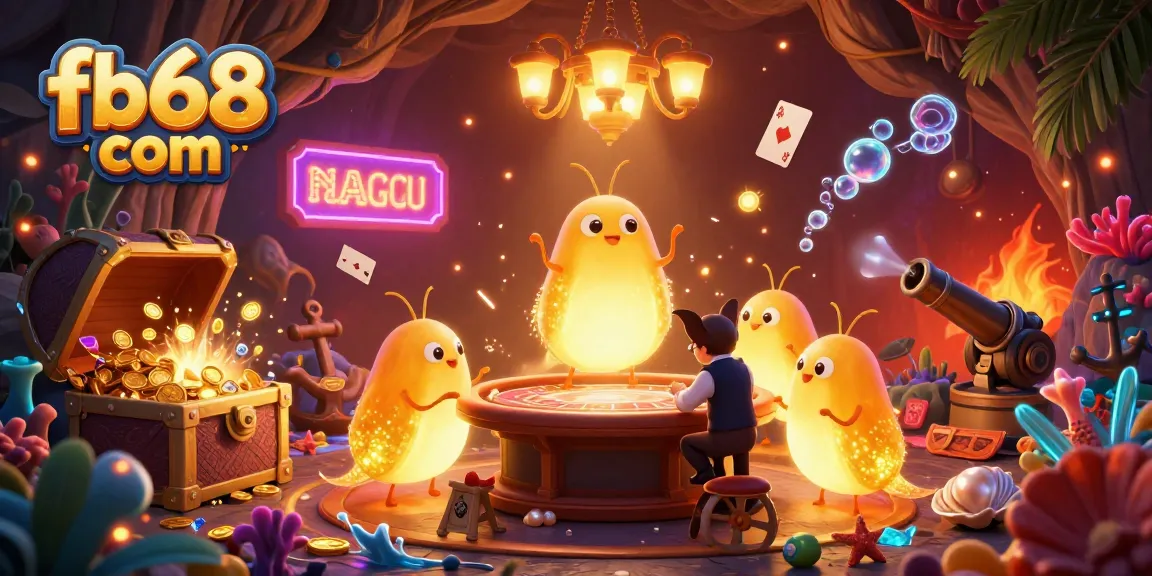Join the fun at fb68 com with a vibrant casino scene featuring glowworms and exciting game elements.