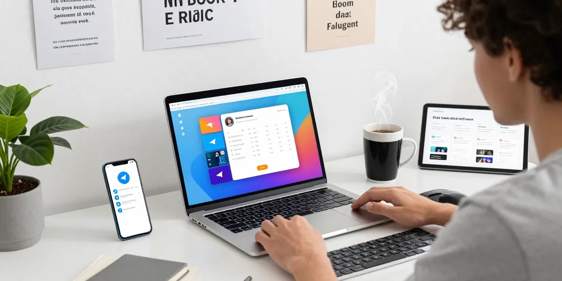 Experience seamless communication with Telegram download displayed on a laptop screen in a modern workspace.