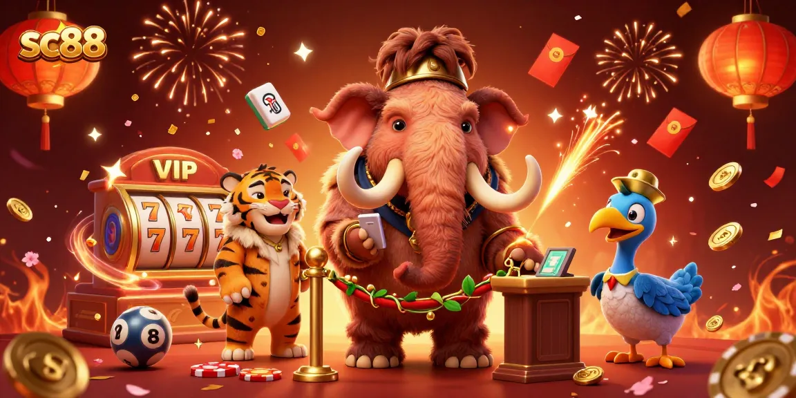 Experience exciting gaming action at sc88 with vibrant characters and casino elements.